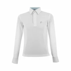 Equithème - Polo de concours manches longues mesh enfant Dany Blanc Clearance