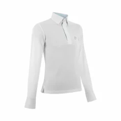 Equithème - Polo de concours manches longues mesh enfant Dany Blanc Clearance