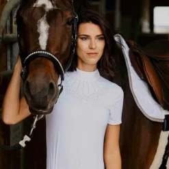 Equithème - Polo manches courtes femme London Blanc Discount