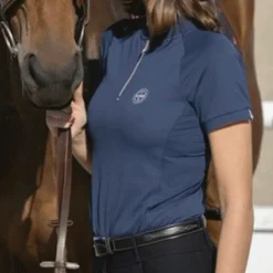 Equithème - Polo manches courtes femme Emma Marine Discount