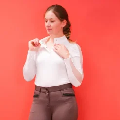 Equithème - Polo manches longues Pékin blanc Sale