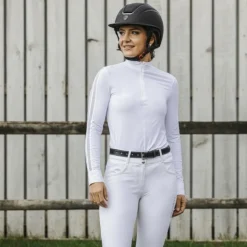 Equithème - Polo manches longues femme Estoril Blanc