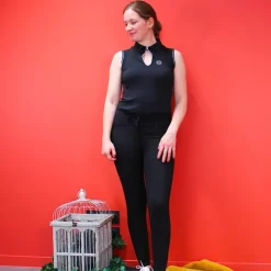 Hot Equithème - Polo sans manches femme Sarah Noir