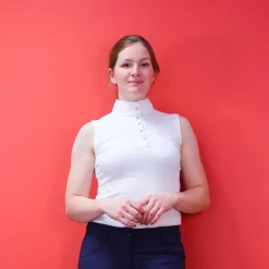 Equithème - Polo sans manches Mesh Blanc New