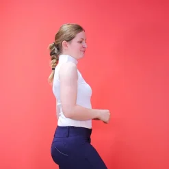 Equithème - Polo sans manches Mesh Blanc New