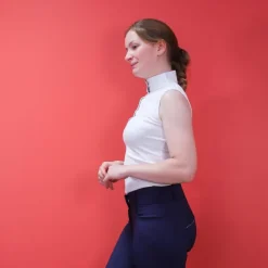 Equithème - Polo sans manches Mesh Blanc New