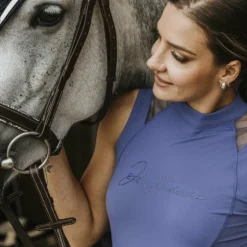 New Equithème - Polo sans manches femme Alba Je t'aime Violet