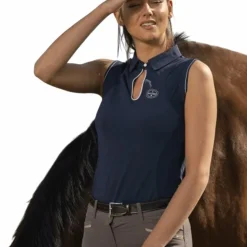 Equithème - Polo sans manches femme Sarah Marine Outlet
