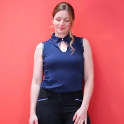 Equithème - Polo sans manches femme Sarah Marine Outlet