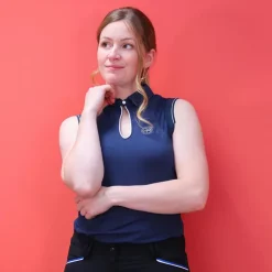 Equithème - Polo sans manches femme Sarah Marine Outlet