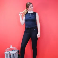 Equithème - Polo sans manches Mesh Marine