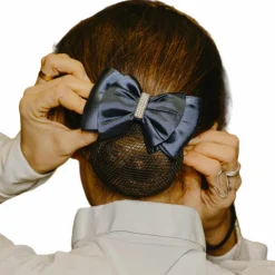 Equithème - Résille barrette pour cheveux Strass argent et Marine Clearance