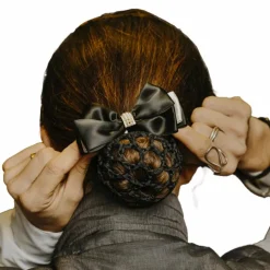 Equithème - Résille barrette pour cheveux Perle et blanc Noir