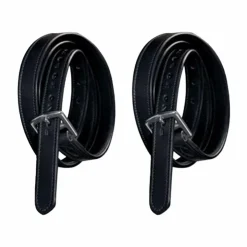 Flags & Cup - Etrivières nylon gainé et cuir Noir Hot