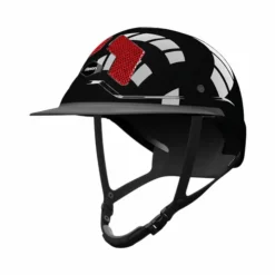 Flex On - Casque d'équitation Armet Star grilles rouge visière Mixte Noir Clearance