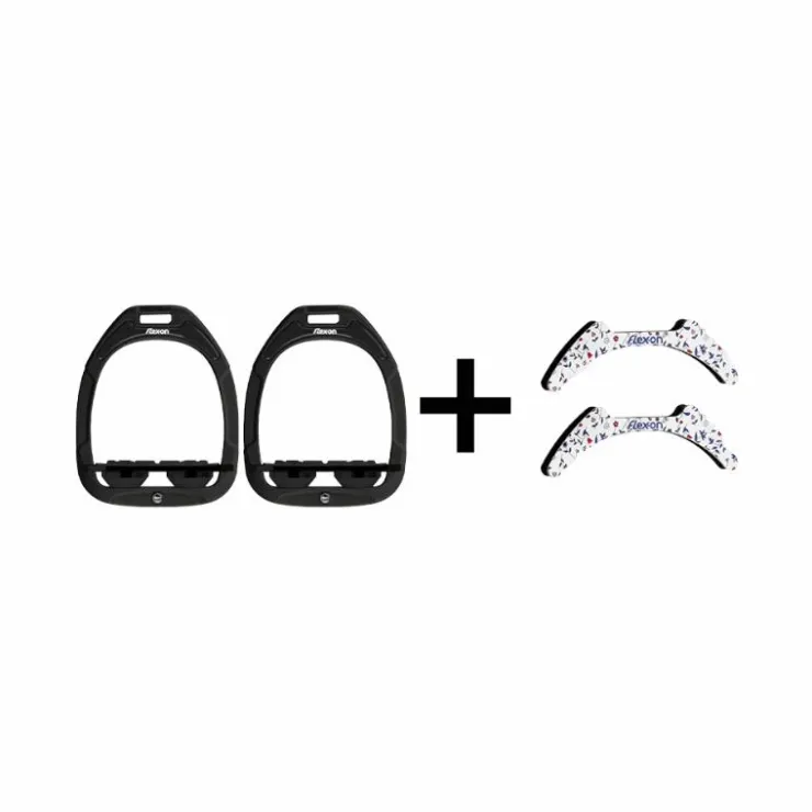 Flex On - Pack Étriers GC plat grip / / + Stickers Cottage blanc/ bleu Noir New