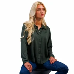 Clearance Harcour - Chemise manches longues femme Sharly kaki Vert