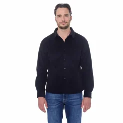 Clearance Harcour - Chemise manches longues en velours homme Shavi Noir