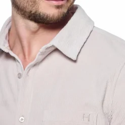 Harcour - Chemise manches longues en velours homme Shavi ivoire Beige Clearance