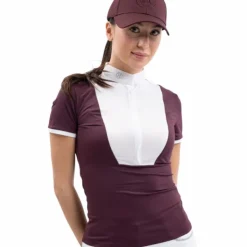 Outlet Harcour - Polo de concours manches courtes femme Shine aubergine Bordeaux