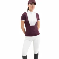 Outlet Harcour - Polo de concours manches courtes femme Shine aubergine Bordeaux