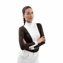 Harcour - Polo de concours manches longues femme Stella cacao Marron Hot