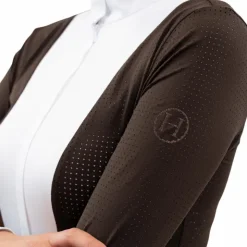 Harcour - Polo de concours manches longues femme Stella cacao Marron Hot