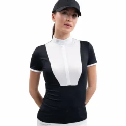 Harcour - Polo de concours manches courtes femme Shine Noir