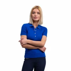 Clearance Harcour - Polo manches courtes femme Poly électrique Bleu