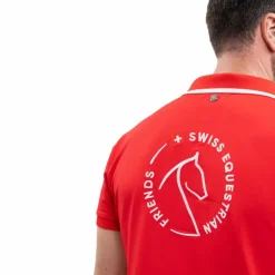 New Harcour - Polo manches courtes homme Swiss Equestrian Friends Dranse Rouge
