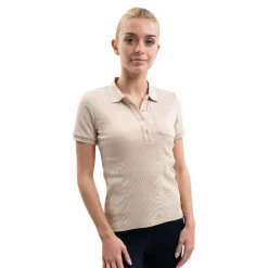 Harcour - Polo manches courtes femme Pamoly lin Beige