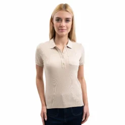Harcour - Polo manches courtes femme Pamoly lin Beige