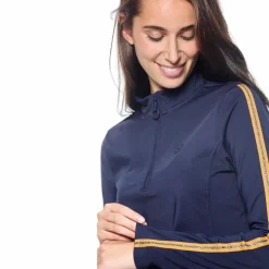 Harcour - Polo manches longues chaud femme Pistach Marine Discount