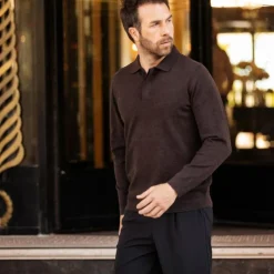 Harcour - Polo manches longues homme Ange cacao Marron Online