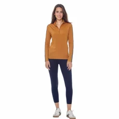 Harcour - Polo manches longues chaud femme Pistach golden yellow Jaune Hot
