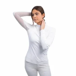 Harcour - Polo technique manches longues femme Poris Blanc Sale