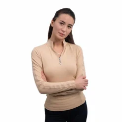 Harcour - Polo technique manches longues femme Poris sable Beige Outlet