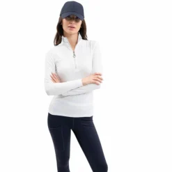 Clearance Harcour - Polo technique manches longues femme Breezi Blanc