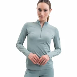 Best Harcour - Polo technique manches longues femme Tess grey green Vert