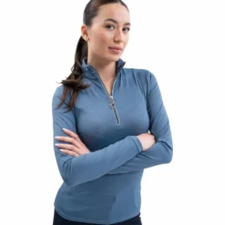 Harcour - Polo technique manches longues femme Breezi steel blue Bleu Online