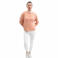 Harcour - Sweat à capuche manches longues femme Plume abricot Orange Hot