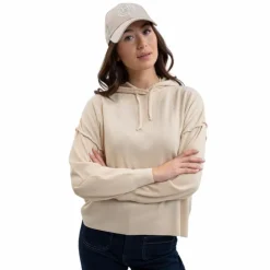Harcour - Sweat à capuche manches longues femme Plume lin Beige Discount