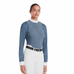 Horse Pilot - Chemise de concours manches longues femme Aerolight vintage indigo Bleu New