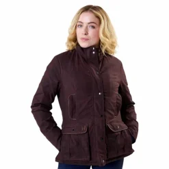 Online Horseware - Blouson manches longues femme Newmarket Wax hw brown Marron