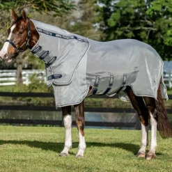 Best Horseware - Chemise anti-mouches Rambo Protector Fieldsafe Plus argent/ marine/ blanc/ beige Gris