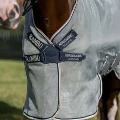 Best Horseware - Chemise anti-mouches Rambo Protector Fieldsafe Plus argent/ marine/ blanc/ beige Gris