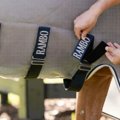 Best Horseware - Chemise anti-mouches Rambo Protector Fieldsafe Plus argent/ marine/ blanc/ beige Gris