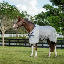 Clearance Horseware - Couverture anti-mouches Rambo Protector argent/ marine/ blanc/ beige Gris