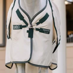Horseware - Couverture anti-mouches Rambo Hoody XL chalk/ hunter green/ argent Beige Online