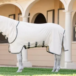 Horseware - Couverture anti-mouches Rambo Hoody XL chalk/ hunter green/ argent Beige Online